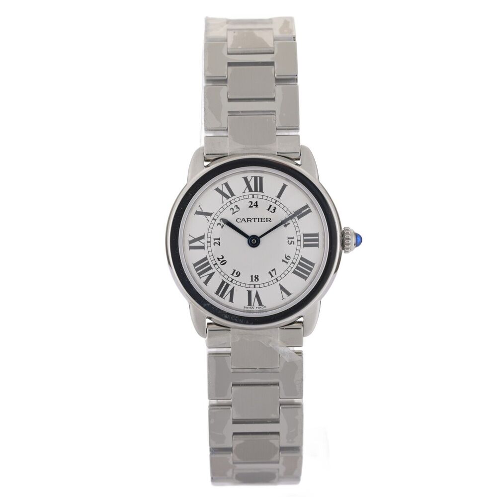 Unworn Cartier Ronde Solo 3601 White Roman Dial 29mm Steel Ladies Watch